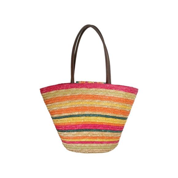 Straw Shoulder Bag Beach Rainbow Sun N’ Sand  Accessories Women's Beach Tote Bag - Picture 2 of 8